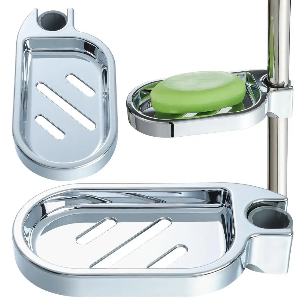 support savon argenté moderne rail coulissant réglable salle bain douche fixations grille 22mm 24mm