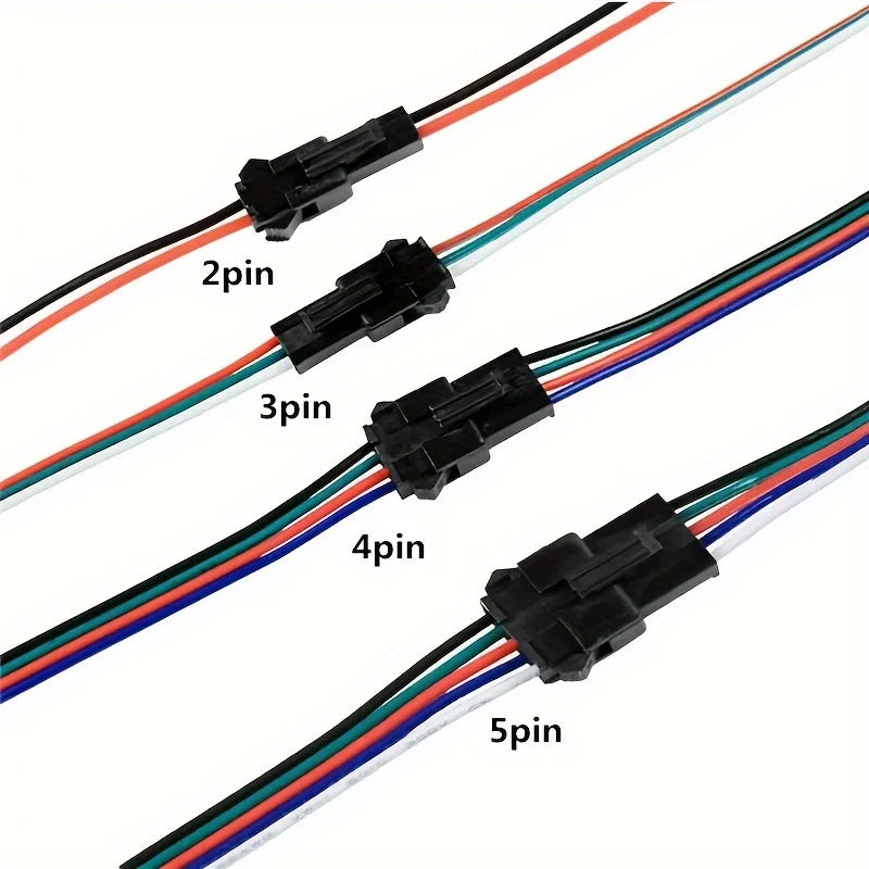 connecteurs led broches cable noir rouge vert bleu blanc clips utilitaires