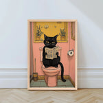 affiche toile chat noir rose décoration murale salon salle bain moderne illustration artistique