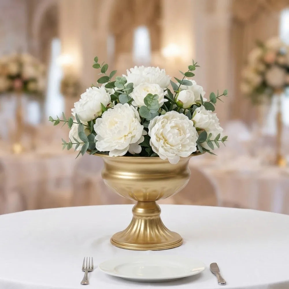 vase métal or blanc relief classique élégant décoration table fleuri
