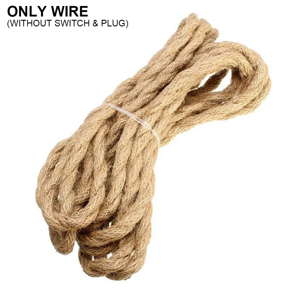 câble électrique tissé vintage 2m 3m e27 on off eu plug noir rustique