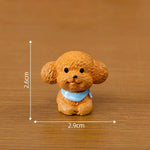 figurines chiens mignons résine cartoon peluche doux rose blanc marron gris