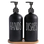 bouteilles savon liquide 500ml noir blanc texte hands dishes minimaliste moderne pompe pression