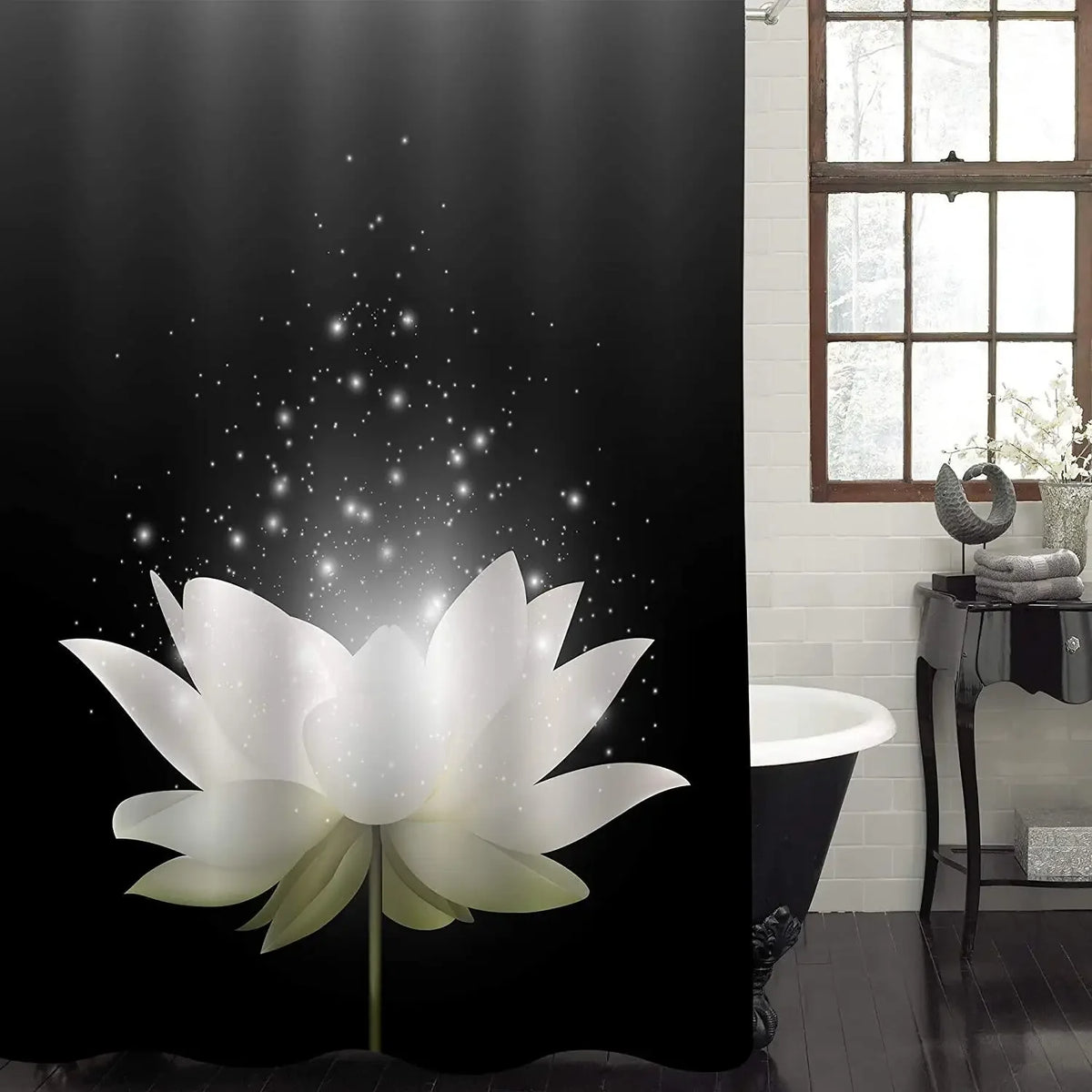 Rideau de douche floral asiatique en polyester dans différentes couleurs disponibles