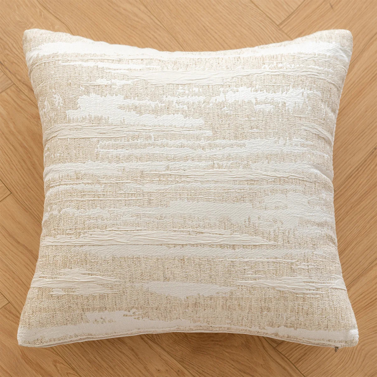 taie d'oreiller carrée jacquard géométrique beige marron contemporaine opaques décoration maison voitures polyester 45x45cm