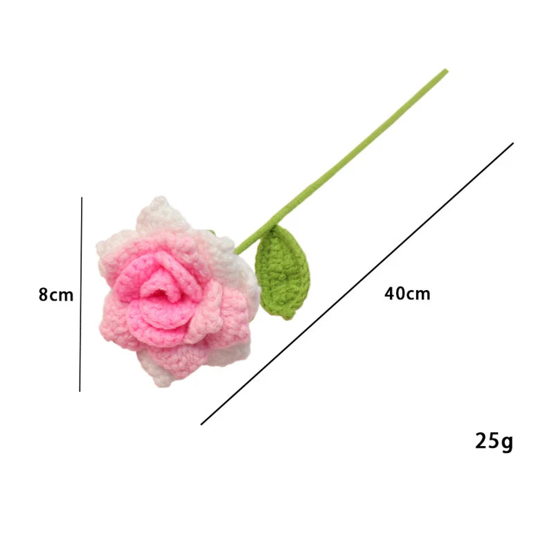 fleurs artificielles tricotées violet rose blanc jaune vert finement crochetées décoration intérieure artisanal