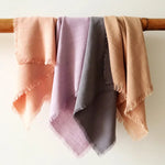 serviettes carrées tissu lin texturé rose lilas gris beige blanc ciel vert bordeaux rustic