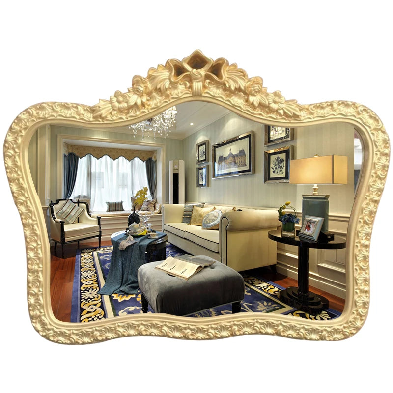miroir baroque or argent blanc ornements floraux fixation murale décoration maison chambre salon