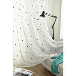 rideau moderne blanc étoiles noires motif tissu léger salon chambre fenêtre maison