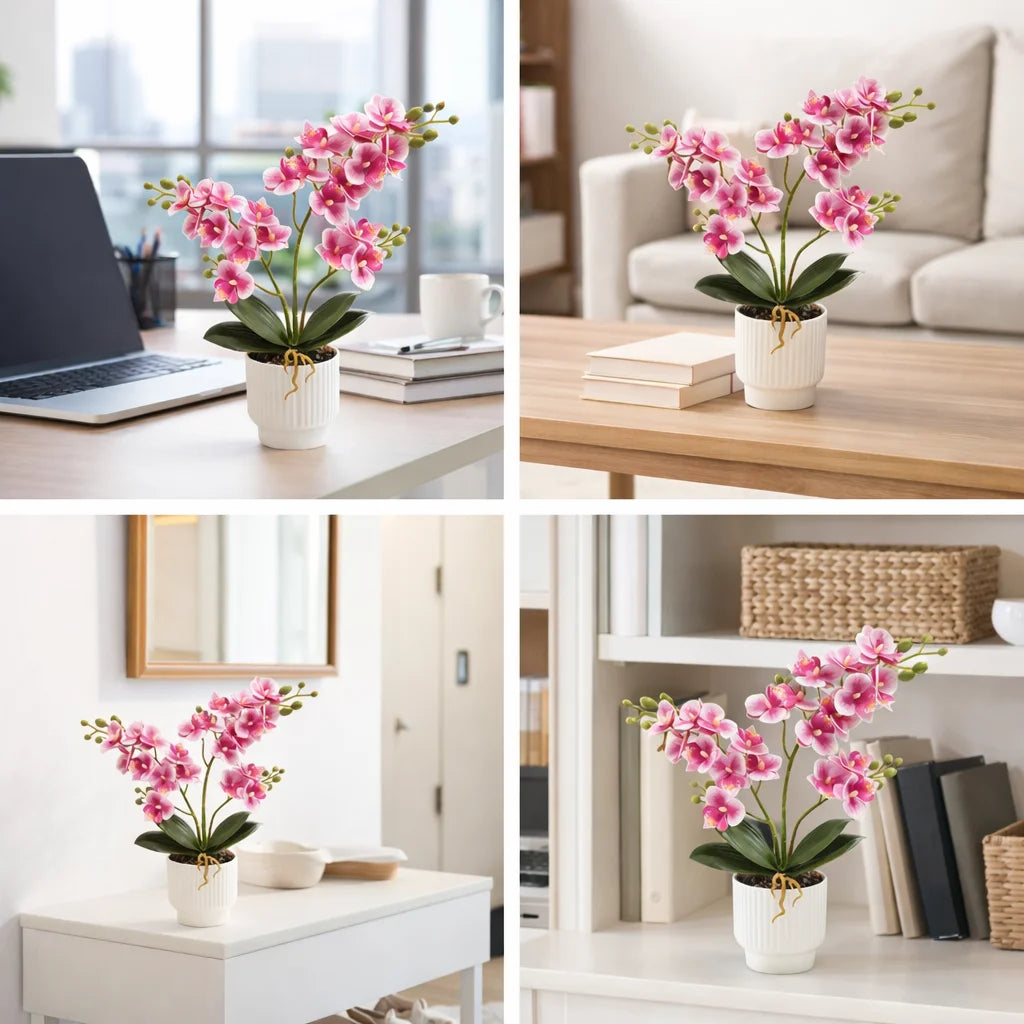orchidées artificielles pot blanc rose violet décoration moderne intérieur anniversaire mariage fleurs élégantes plastique