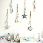 décorations murales marine poissons hippocampes étoiles mer phare cordelette blanc bleu beige gris deco