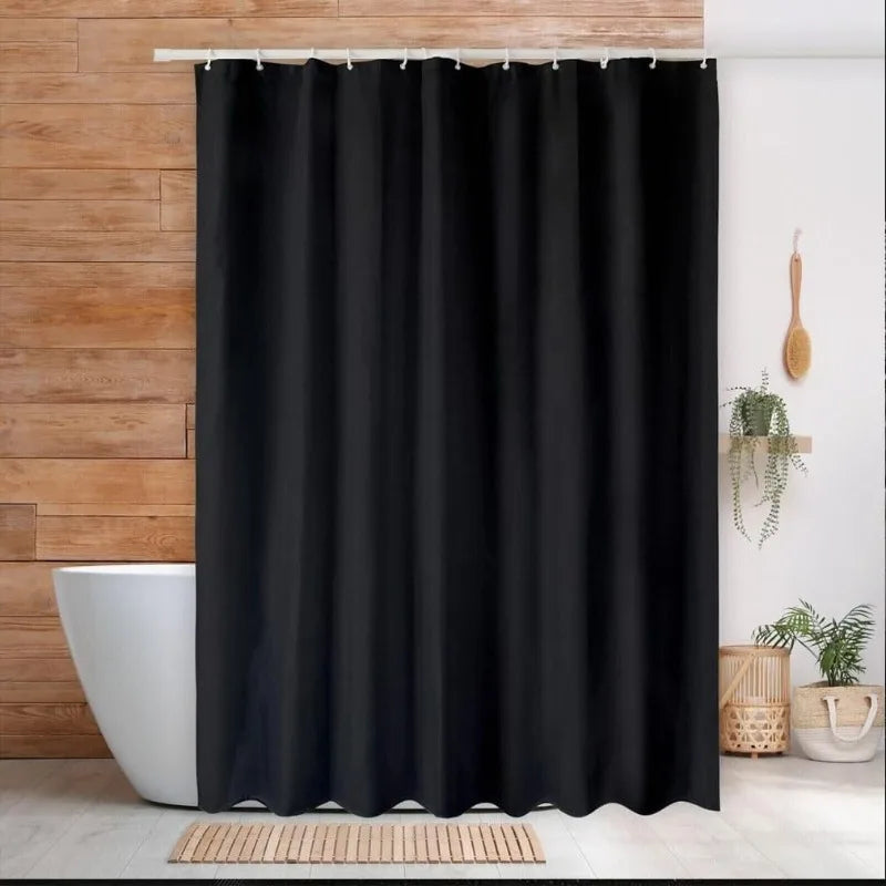 rideau douche noir moderne 180x180cm 12 crochets opaques tissu plissé respectueux environnement minimaliste