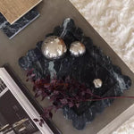 plateau marbre blanc marron noir classique décoration maison rangement wabi sabi