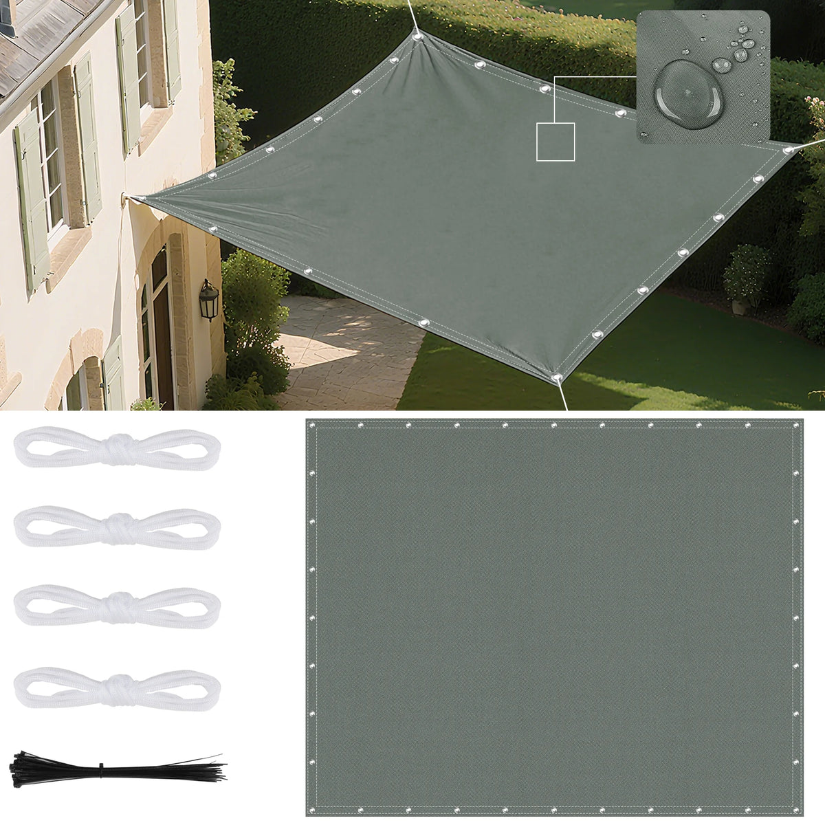 toile d'ombrage beige uni moderne 2x2m 2x3m 3x3m 3x4m 4x5m opaques