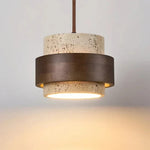 Suspension lumineuse pierre bois moderne câble ajustable 17cm éclairage salon chambre