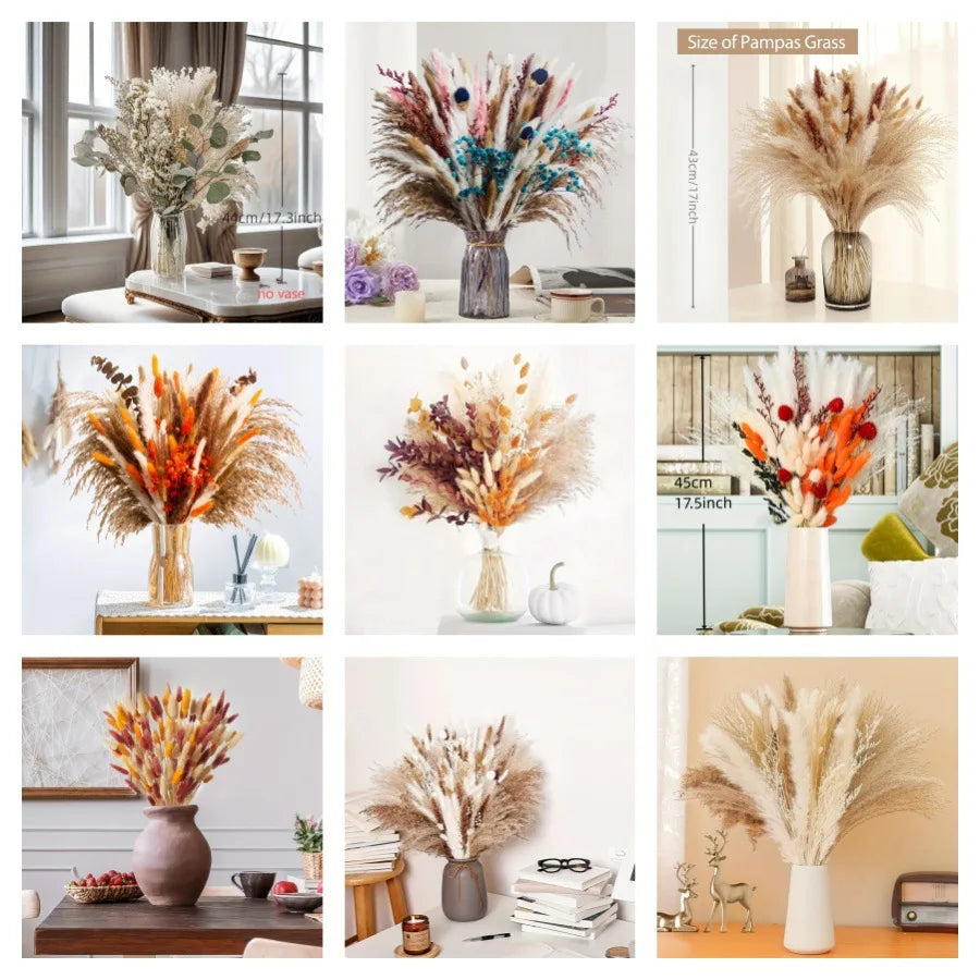 décoration maison bouquet fleurs séchées pampas lavande naturel rustique anniversaire mariage