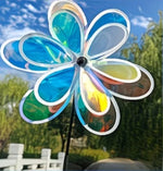 décoration extérieure éolienne moderne fleurs translucides bleu vert orange blanc