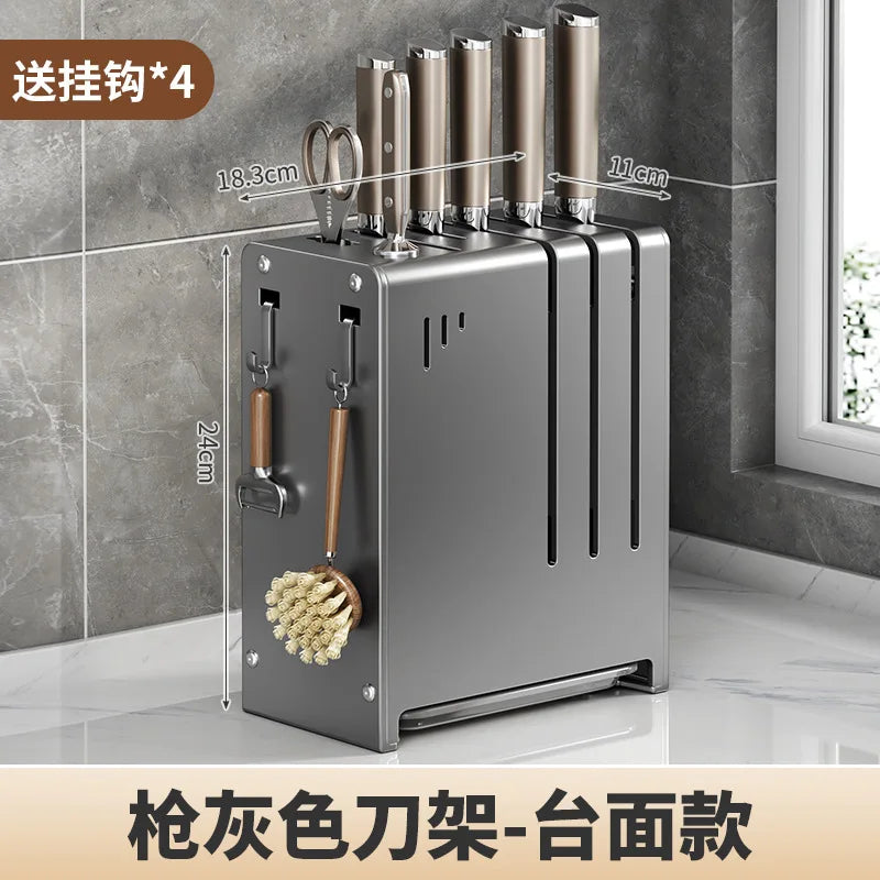 porte couteaux moderne bloc argenté fixe mur vis couteaux scie brosse étiquettes français