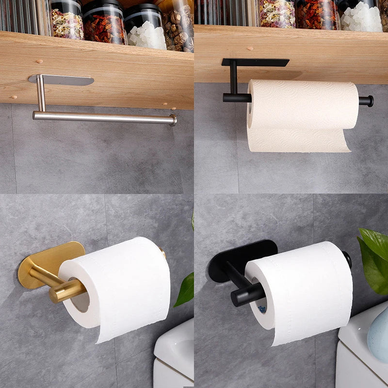 porte serviettes papier adhésif moderne rayures fines beige clair salle bains accessoire rangement rouleaux