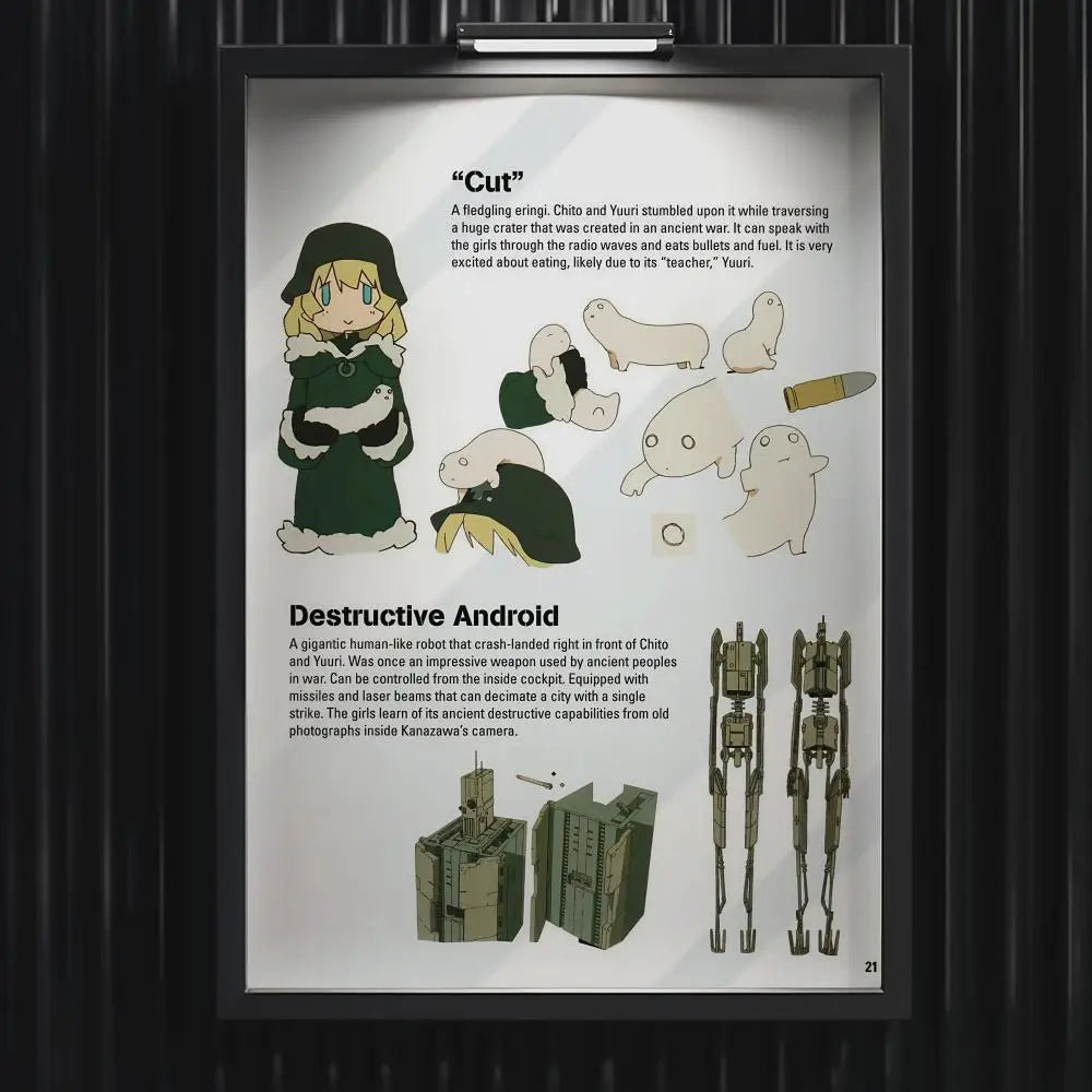 Poster anime militaire vert salon décoration mur 30x40cm opacité cadre inclusion uniforme