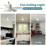 ventilateur moderne blanc led télécommande pales acrylique fixations