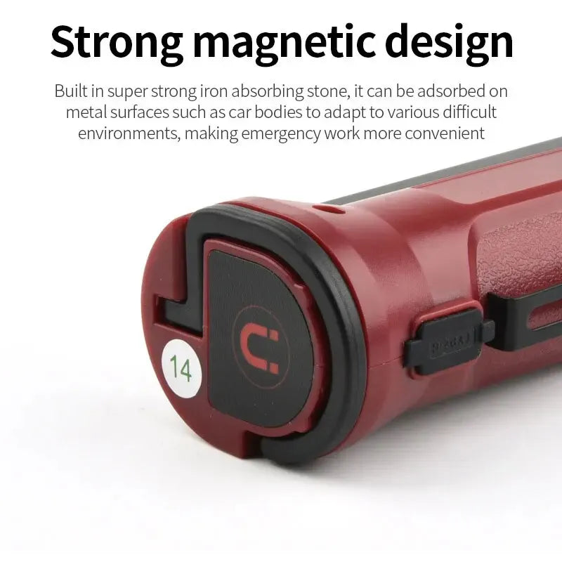 lampe travail pliable rechargeable usb modes éclairage rouge noir argenté