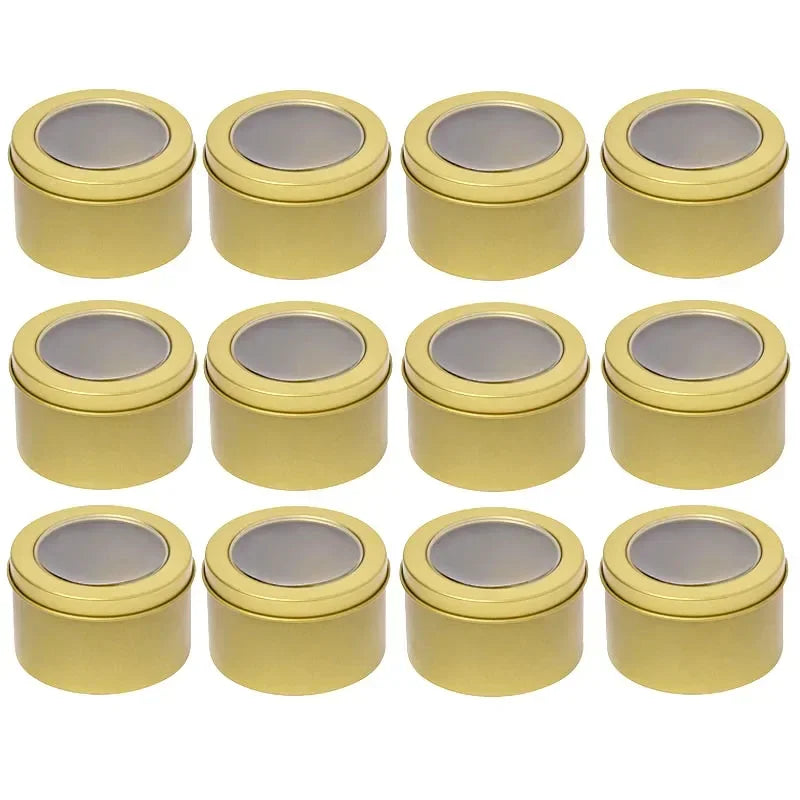 boîtes rondes métal or noir argent contemporaines rangement cosmétiques skincare organiser travel tins cream