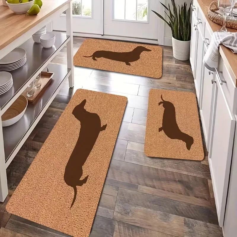 tapis sol marron chien silhouette moderne antidérapant polyester 40x60cm 50x80cm