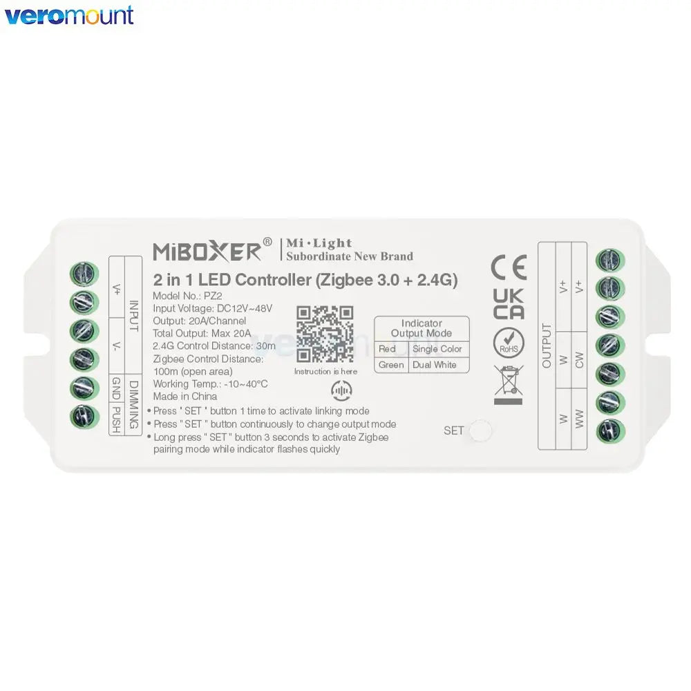 contrôleur led zigbee 3.0 wifi rgb rgbw rgb+cct 20a max charge moderne blanc