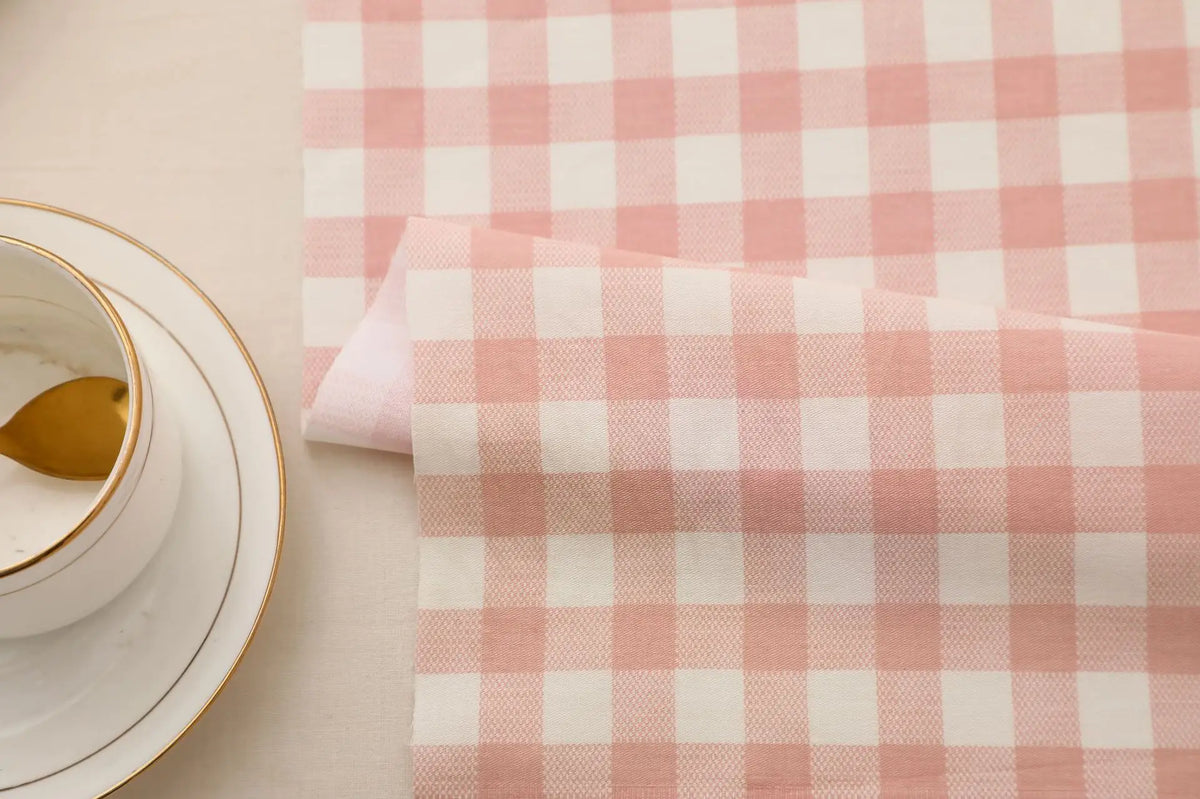 tissu coton imprimé carreaux rose gris bleu beige orange classique serviettes table 160cm non
