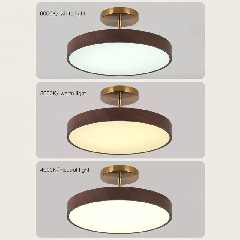 lampe moderne marron foncé doré ampoules led grain bois non visible