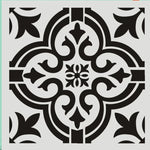 pochoir stencil blanc noir ornamental floral artisanal decoratif 32cm 32cm