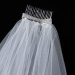 voile mariée double couche dentelle blanc classique clips métalliques transparents photo mariage fiançailles adult
