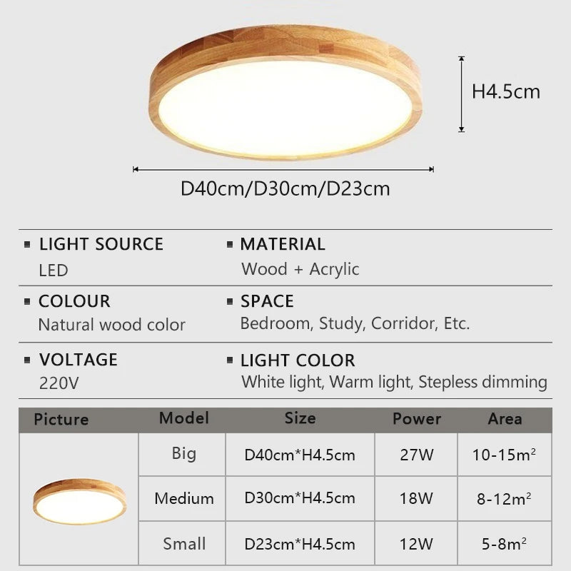 lampe bois naturel grain moderne ultra fin led facile chambre salon cuisine