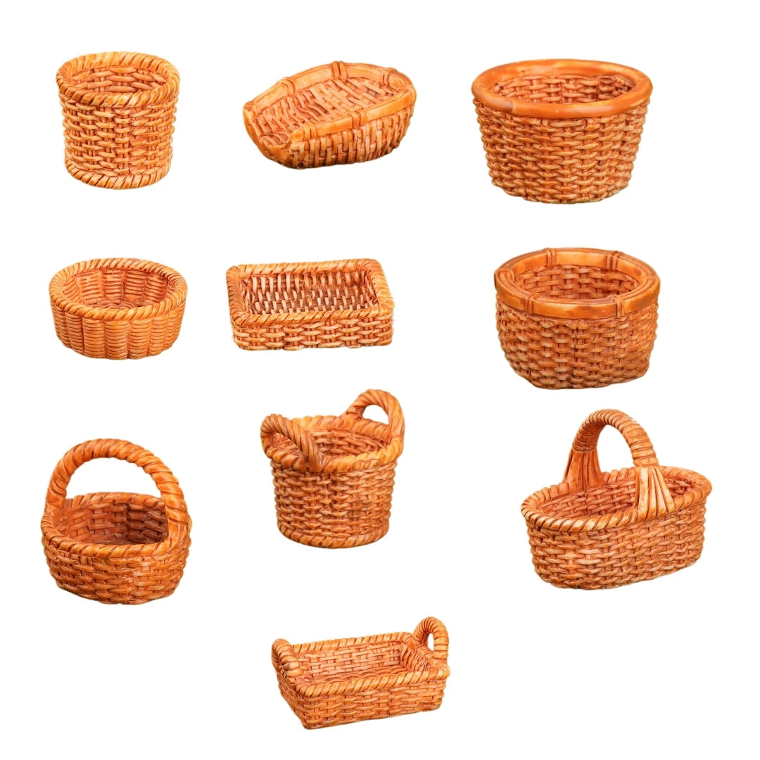 paniers résine marron rustique maïs carotte tomate pain fruits noix ornement décoration diy présentoirs