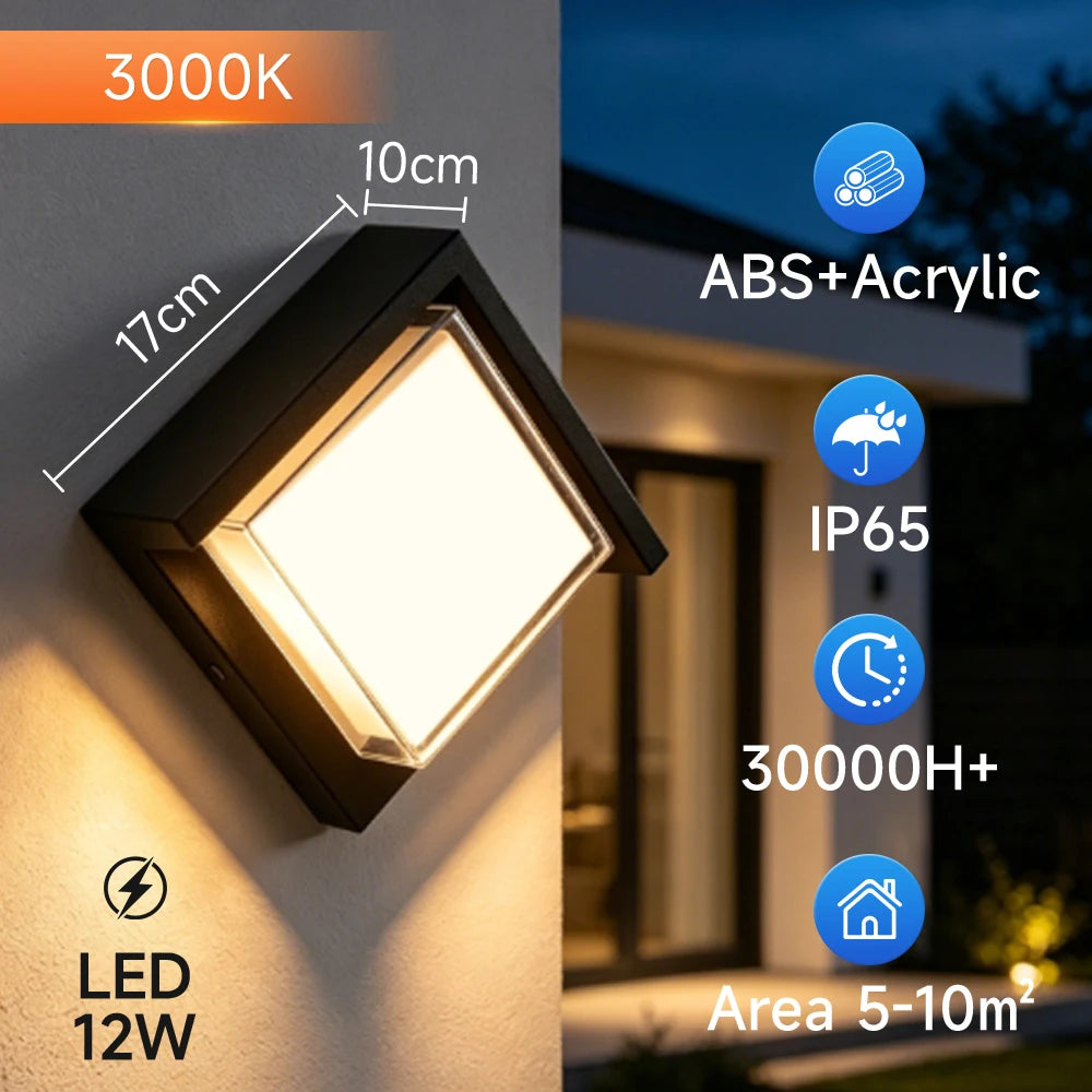 lampe murale led noire moderne éclairage maison ip65 étanche 25w waterproof(vis)