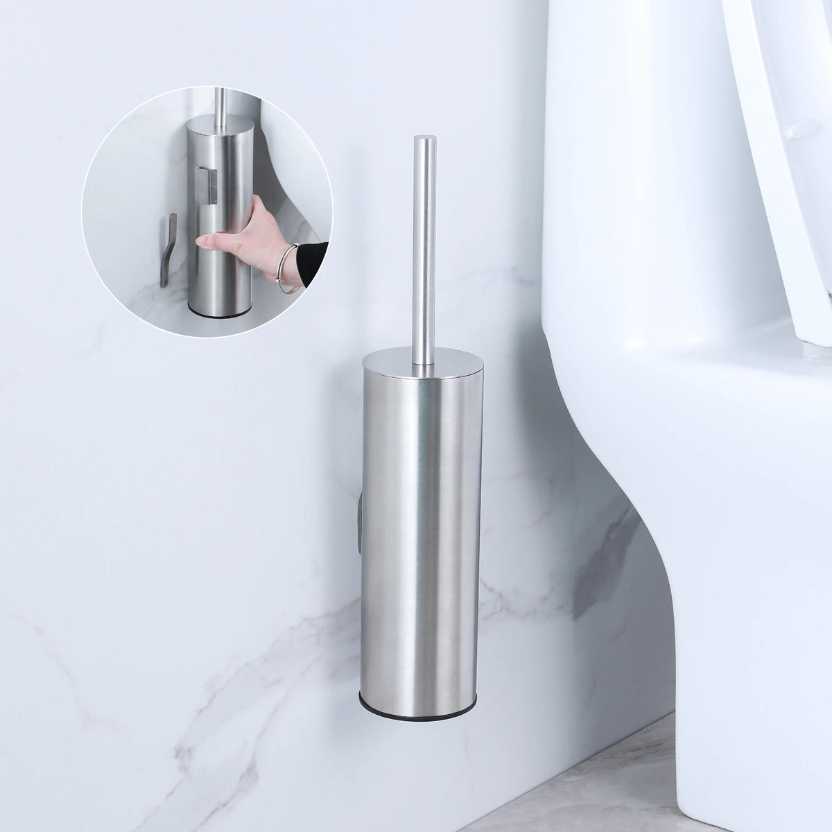 brosse wc inoxydable moderne blanche noire argent or support mural pieds