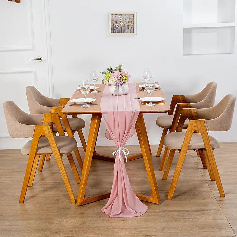 ruban table translucide bleu clair rose pâle beige marine décoration mariage moderne bohème