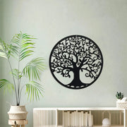 Arbre de vie mural en métal noir - Décoration murale élégante 11 pouces pour intérieur et extérieur