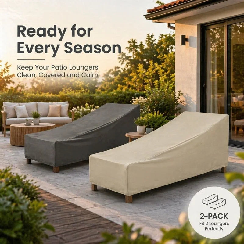 housse chaise longue extérieure gris uni moderne sac rangement rétractable cordons ajustables protection anti