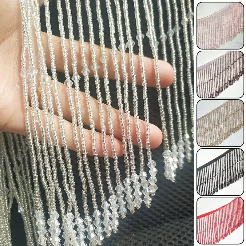 franges décoratives cristal argent doré noir rouge pale rose longueur 45cm largeur 10cm