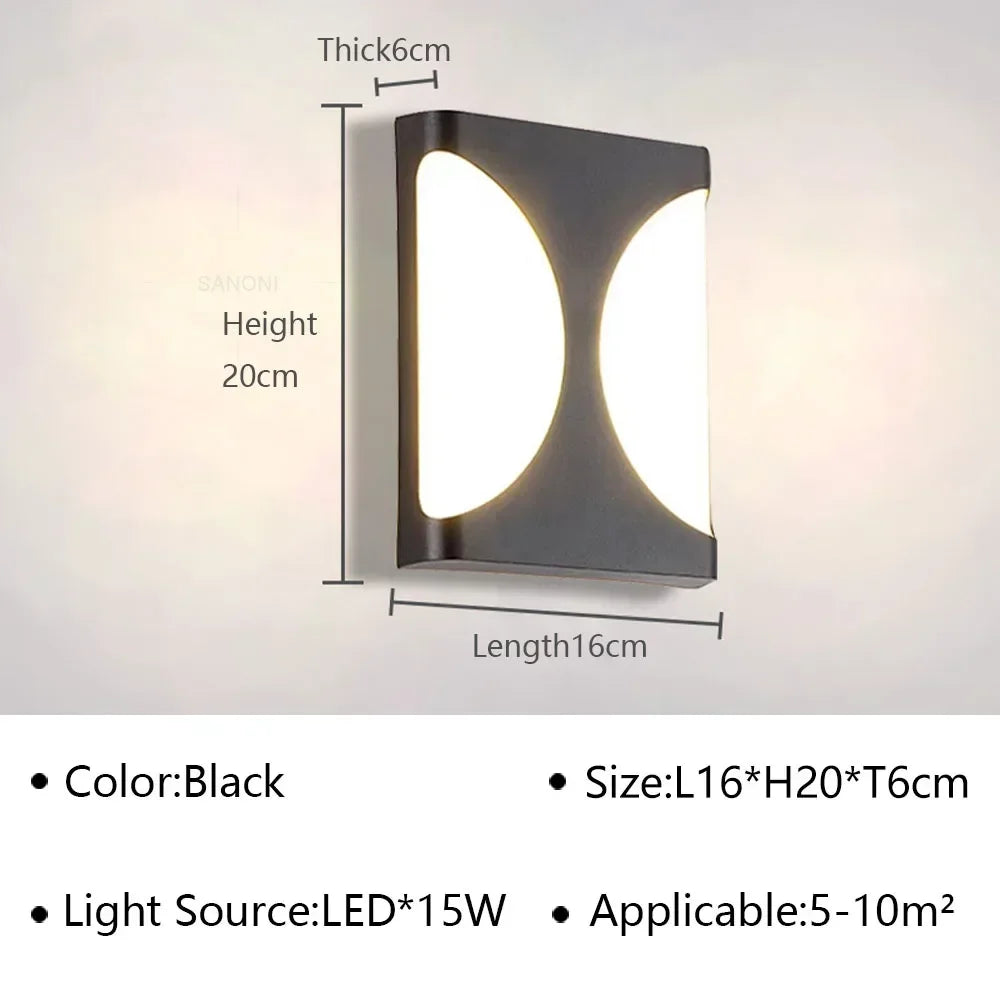 lampe murale led moderne noire rectangulaire ip65 extérieure jardin allée entrée