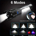 torches tactiques led rechargeables modes réglables cordon clip noir camping