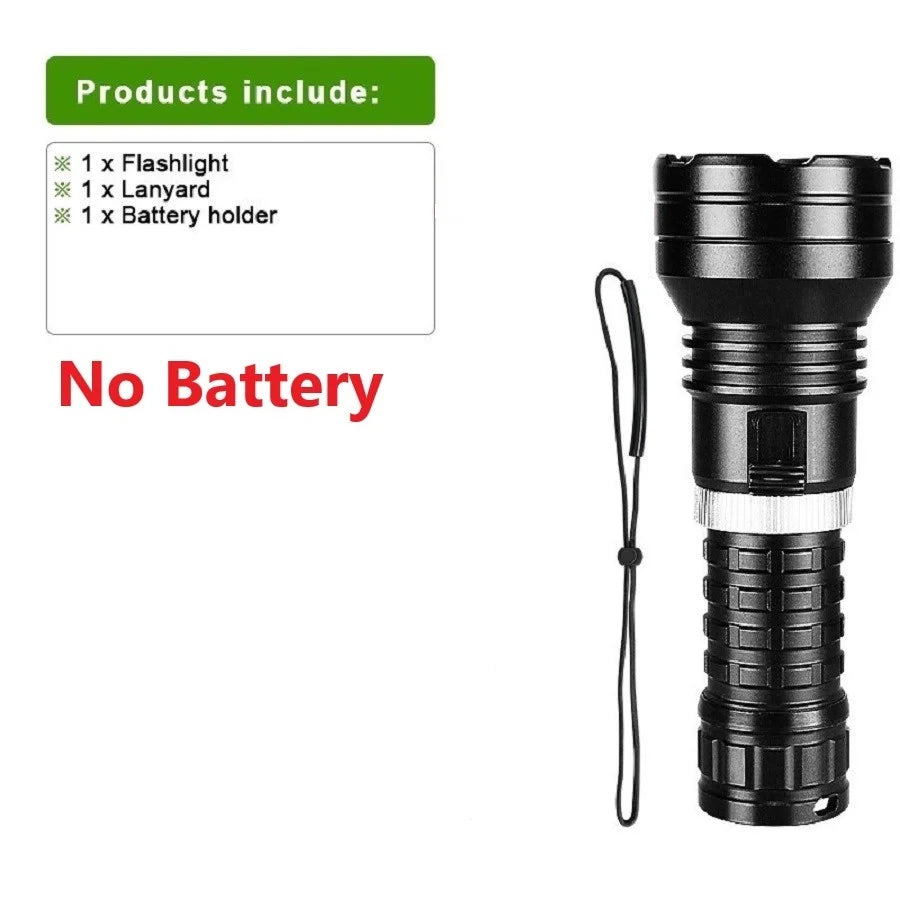 lampe torche noire led rechargeable 500m lumiere intense resistant chocs auto defense camping plongee