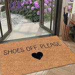 tapis d'entrée moderne marron clair motif cœur shoes off antidérapant polyester