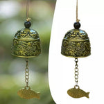 cloches décoratives bronze doré motifs floraux animaux artisanal vintage poisson métal chaîne métallique