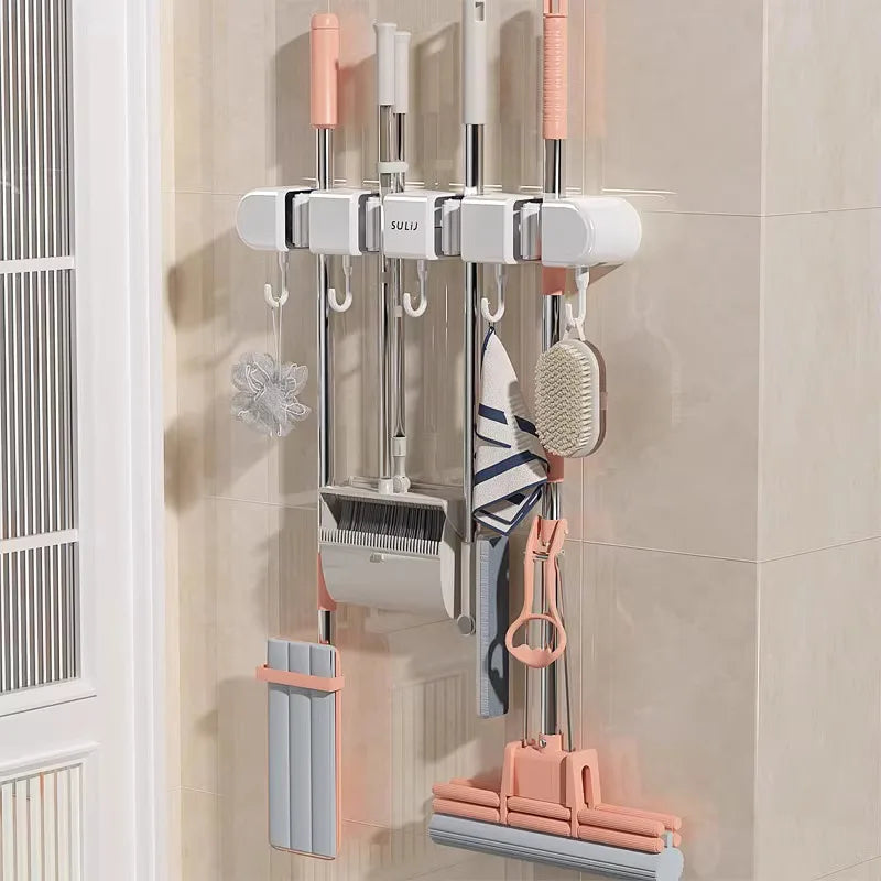 organisateur mural balai crochet rangement outil nettoyage multiple support cuisine murs sans perçage autoadhésif