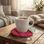 coussin protection tasse motif pois fraise kawaii rouge blanc vert clair décoratif polyester