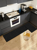 tapis solide polyester antidérapant noir rayures horizontales moderne cuisine easy clean