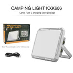 lampe camping rechargeable led portable aimantée support montage affichage numérique gris métallisé moderne robuste